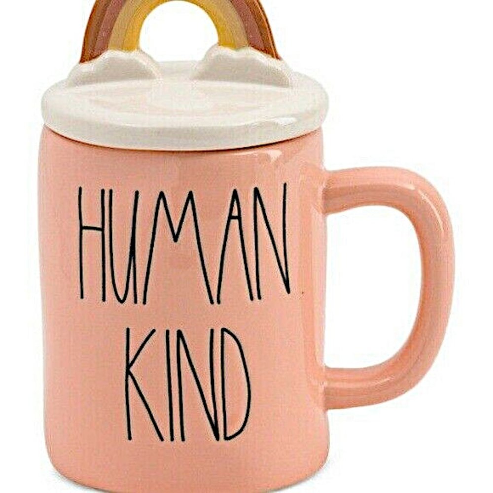 Rae Dunn Human Kindness Mug with Rainbow lid